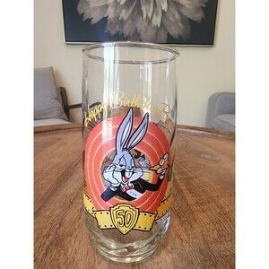 RARE 1990 Warner Bros. Looney Tunes 50th Anniversary Happy Birthday Bugs Glass
